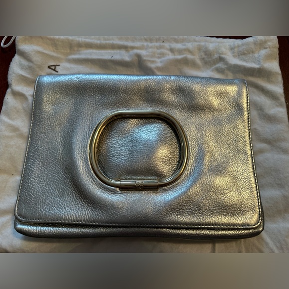 BCBG silver clutch handbag purse - Picture 2 of 6